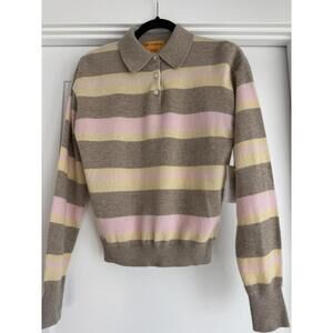 GUEST IN RESIDENCE Collegiate Striped Cashmere Polo Sweater-NEW WITH TAGS-xs
